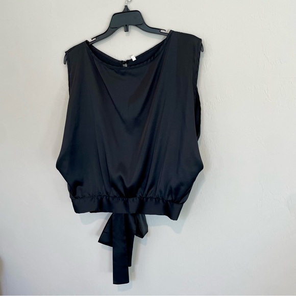 Black Satin Open Back Blouse - Small - Picture 2 of 4